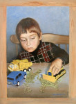 Merijn met Tonka's, olie op paneel n.t.k.